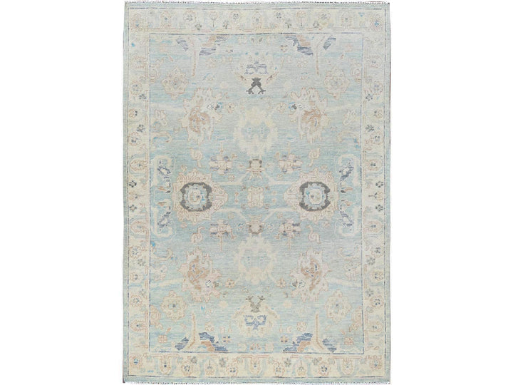 4'11" x 6'9" New Hand Knotted Blue Wool Rectangle Oriental Rug - MOA1022113