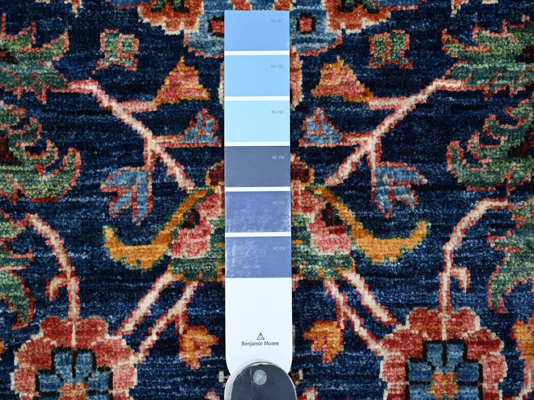 6'2" x 8'9" New Hand Knotted Blue Wool Rectangle Oriental Rug - MOA10221141