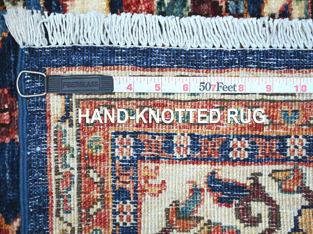 6'2" x 8'9" New Hand Knotted Blue Wool Rectangle Oriental Rug - MOA10221141