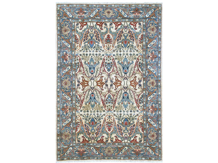 6'0" x 8'10" New Hand Knotted Ivory Wool Rectangle Oriental Rug - MOA10221144