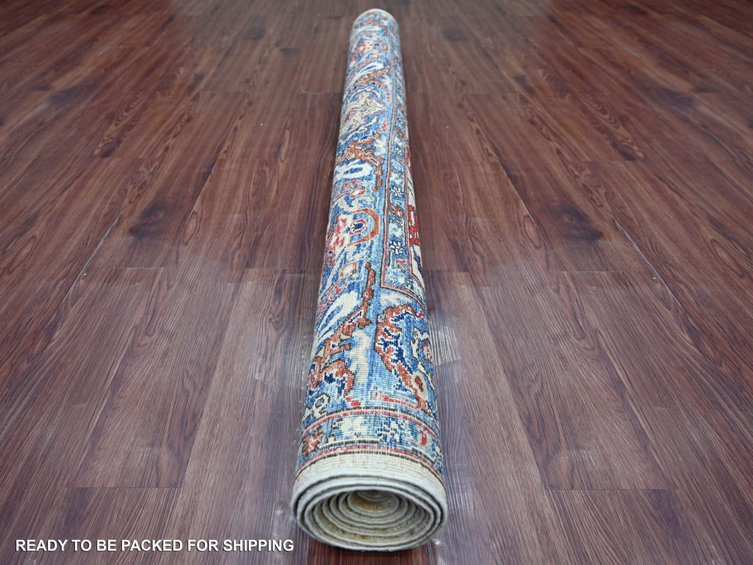 6'0" x 8'10" New Hand Knotted Ivory Wool Rectangle Oriental Rug - MOA10221144