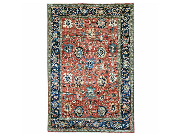 6'0" x 9'0" New Hand Knotted Red Wool Rectangle Oriental Rug - MOA10221146
