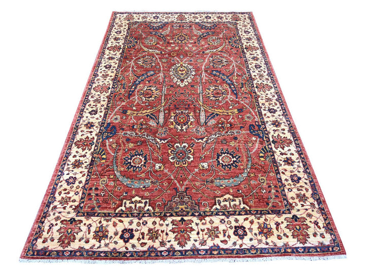 5'0" x 8'2" New Hand Knotted Red Wool Rectangle Oriental Rug - MOA10221147