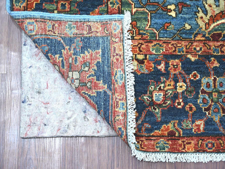 6'4" x 8'8" New Hand Knotted Blue Wool Rectangle Oriental Rug - MOA10221148