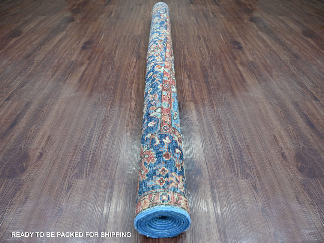 6'4" x 8'8" New Hand Knotted Blue Wool Rectangle Oriental Rug - MOA10221148