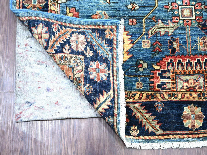 4'4" x 19'0" New Hand Knotted Blue Wool Runner Oriental Rug - MOA10221149