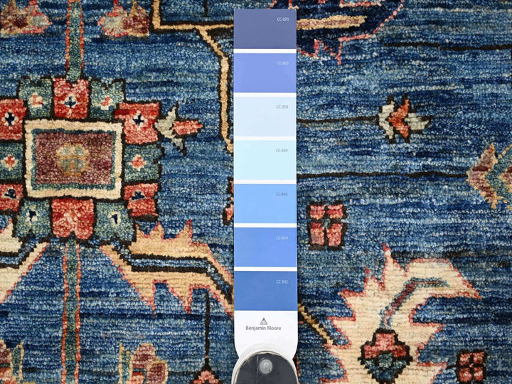 4'4" x 19'0" New Hand Knotted Blue Wool Runner Oriental Rug - MOA10221149