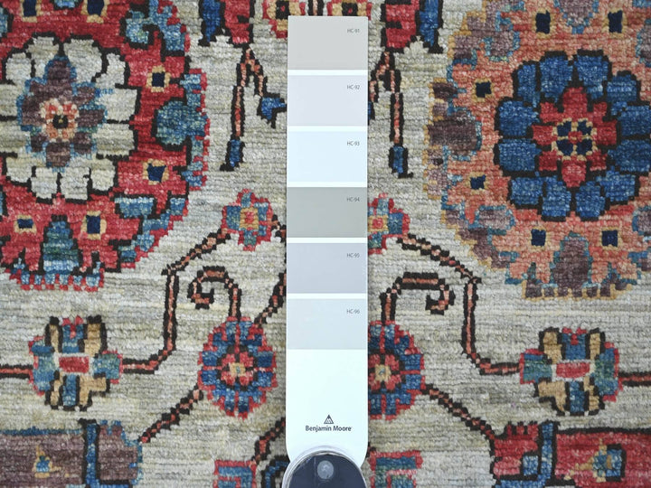4'1" x 11'8" New Hand Knotted Grey Wool Runner Oriental Rug - MOA10221150