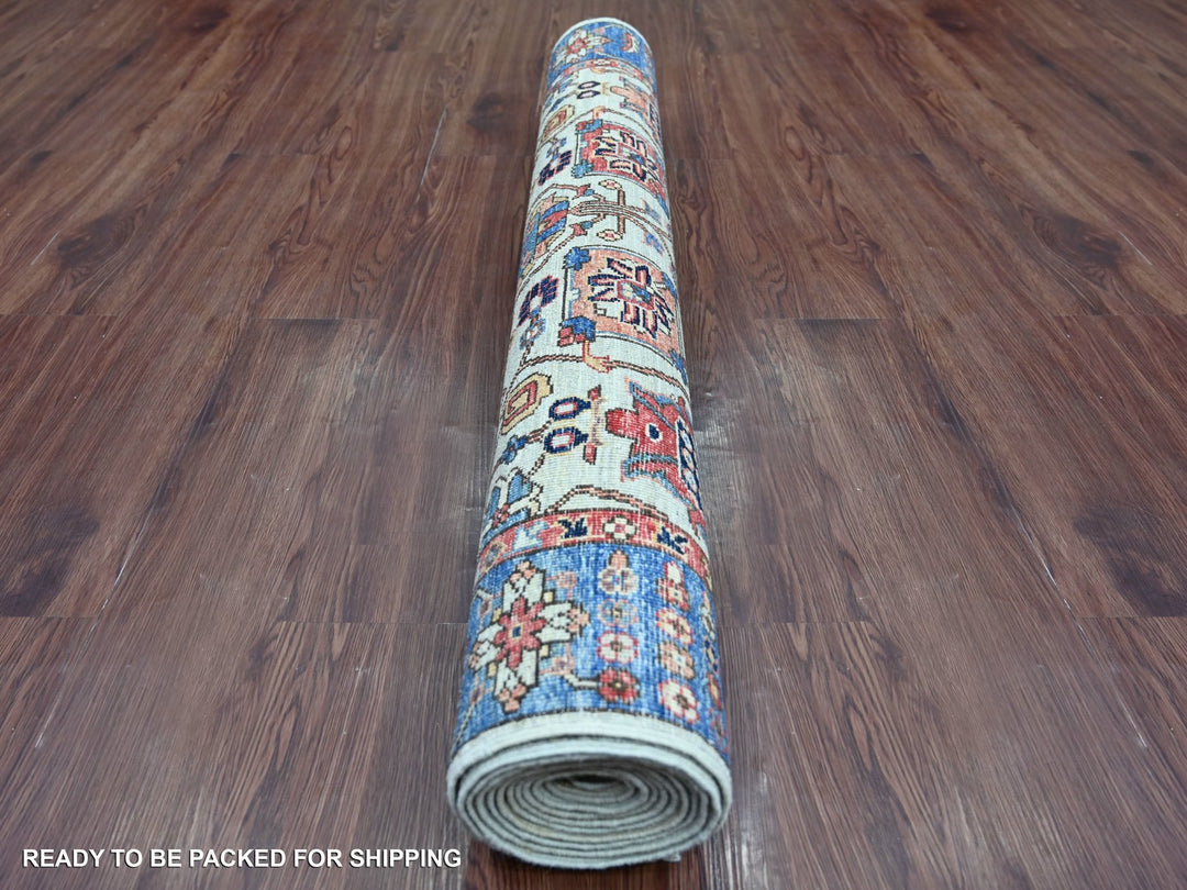 4'1" x 11'8" New Hand Knotted Grey Wool Runner Oriental Rug - MOA10221150
