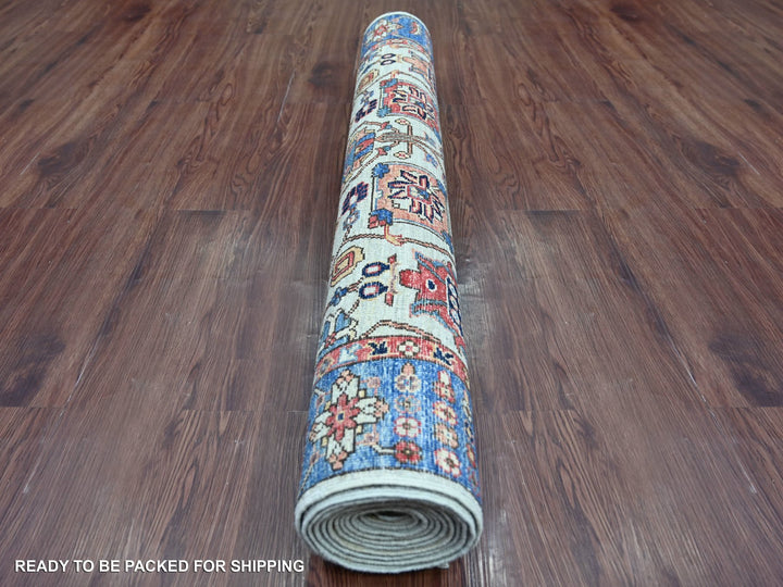 4'1" x 11'8" New Hand Knotted Grey Wool Runner Oriental Rug - MOA10221150
