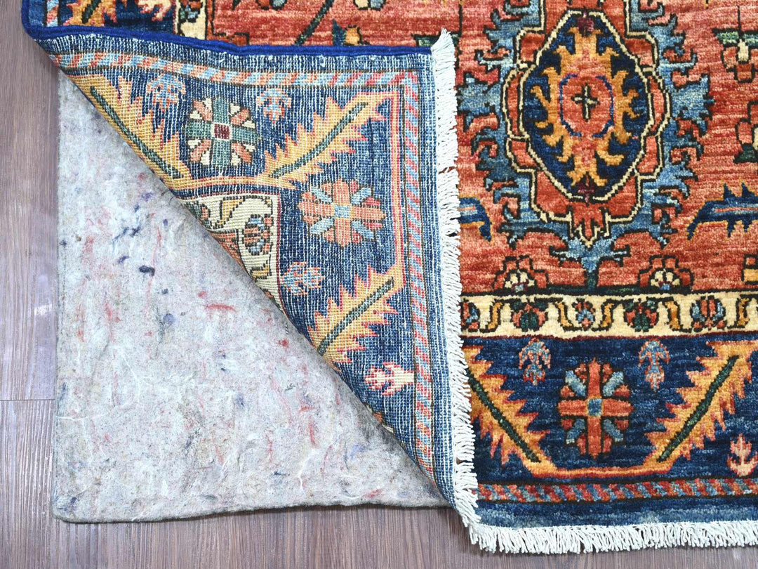 3'8" x 15'9" New Hand Knotted Red Wool Runner Oriental Rug - MOA10221151