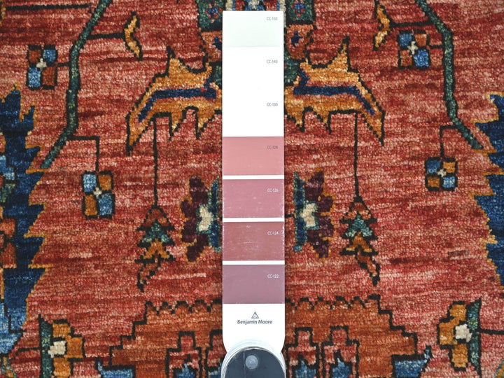 3'8" x 15'9" New Hand Knotted Red Wool Runner Oriental Rug - MOA10221151
