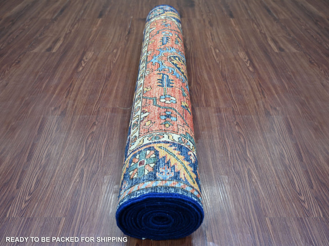 3'8" x 15'9" New Hand Knotted Red Wool Runner Oriental Rug - MOA10221151