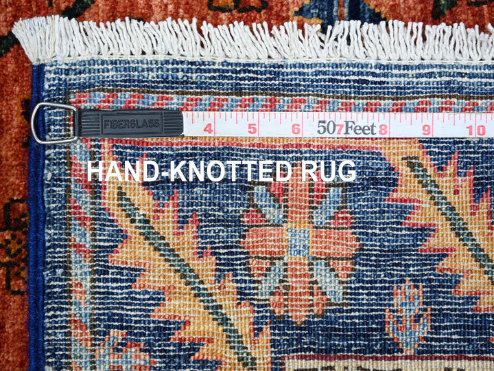 3'8" x 15'9" New Hand Knotted Red Wool Runner Oriental Rug - MOA10221151