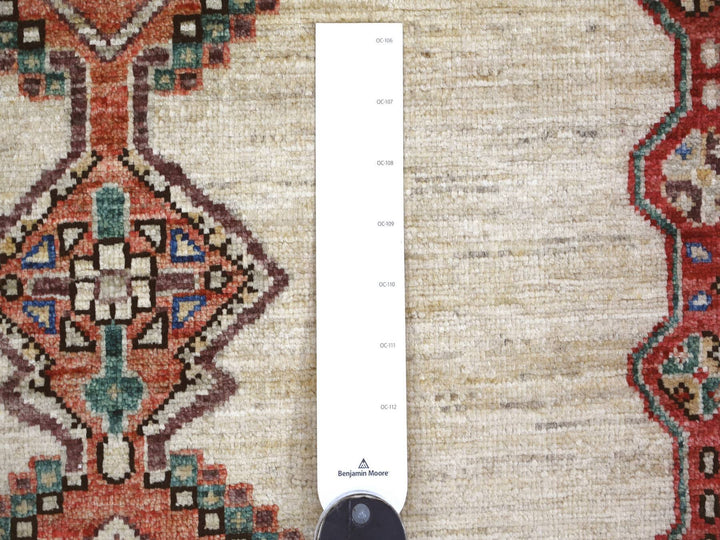 3'11" x 9'10" New Hand Knotted Ivory Wool Runner Oriental Rug - MOA10221152