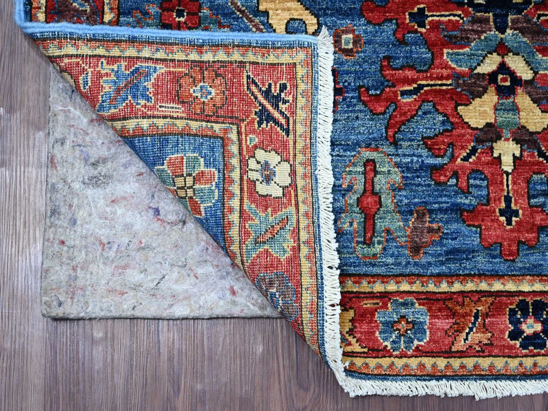4'0" x 10'0" New Hand Knotted Blue Wool Runner Oriental Rug - MOA10221153