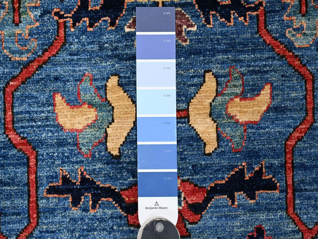 4'0" x 10'0" New Hand Knotted Blue Wool Runner Oriental Rug - MOA10221153