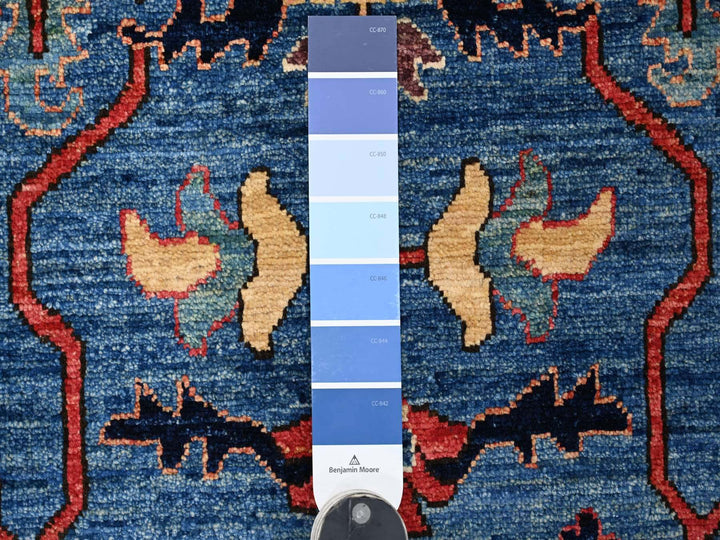 4'0" x 10'0" New Hand Knotted Blue Wool Runner Oriental Rug - MOA10221153