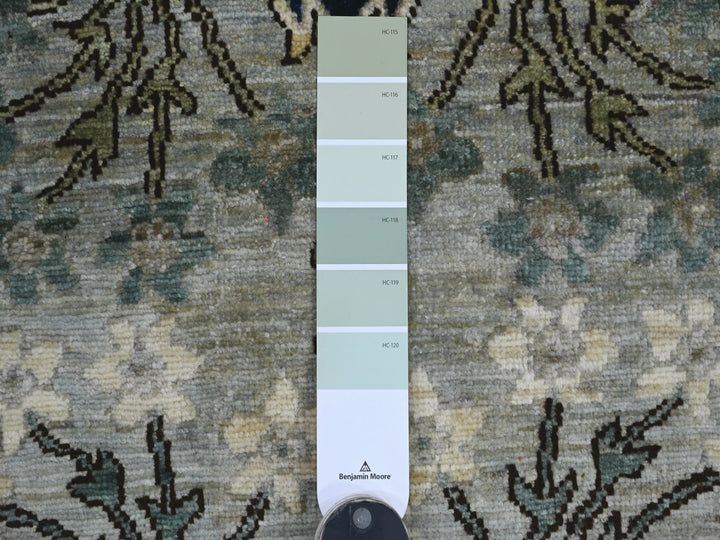 2'6" x 14'2" New Hand Knotted Grey Wool Runner Oriental Rug - MOA10221154