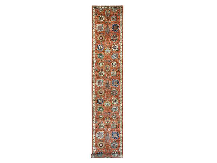 2'8" x 15'9" New Hand Knotted Red Wool Runner Oriental Rug - MOA10221155