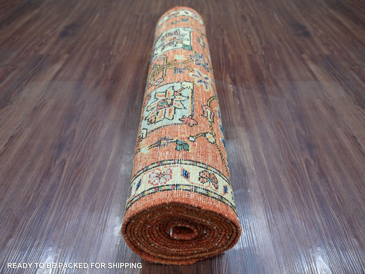 2'8" x 15'9" New Hand Knotted Red Wool Runner Oriental Rug - MOA10221155