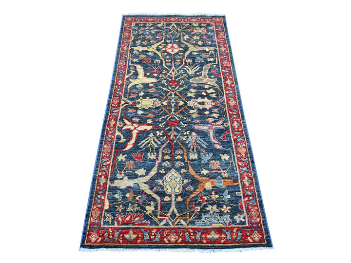 2'11" x 6'0" New Hand Knotted Blue Wool Runner Oriental Rug - MOA10221156
