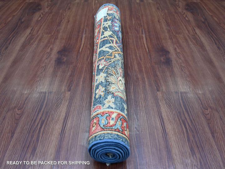 2'11" x 6'0" New Hand Knotted Blue Wool Runner Oriental Rug - MOA10221156