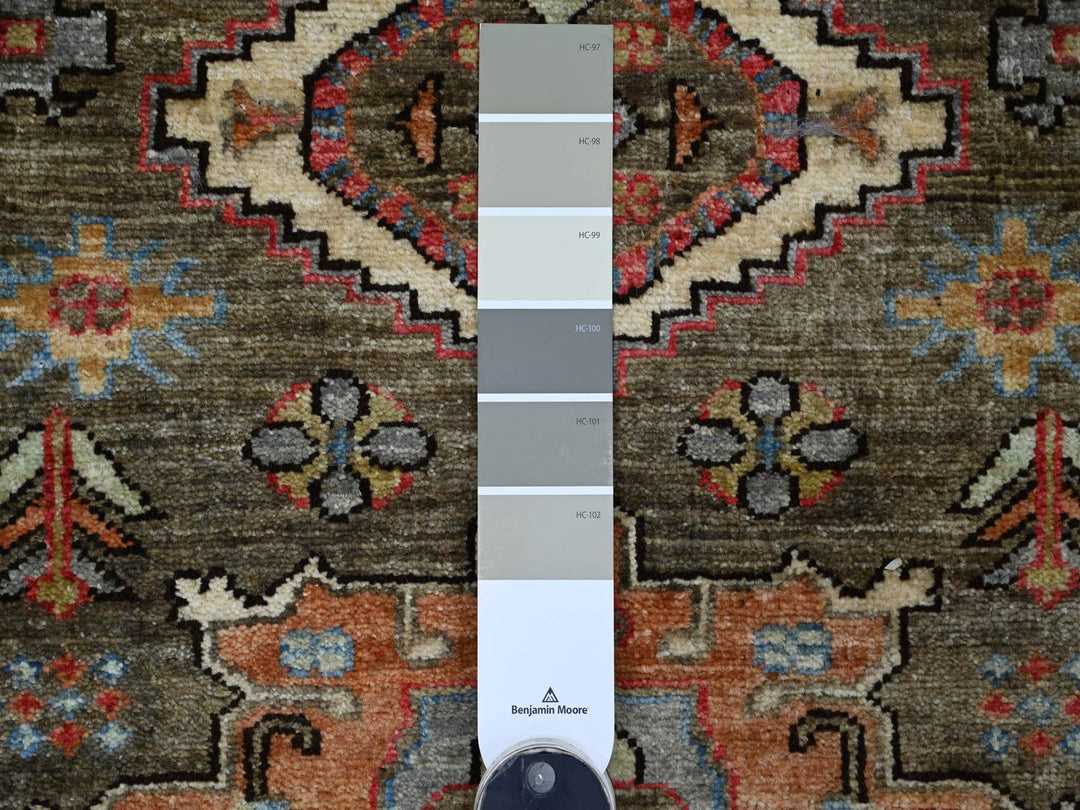 2'8" x 15'3" New Hand Knotted Brown Wool Runner Oriental Rug - MOA10221157