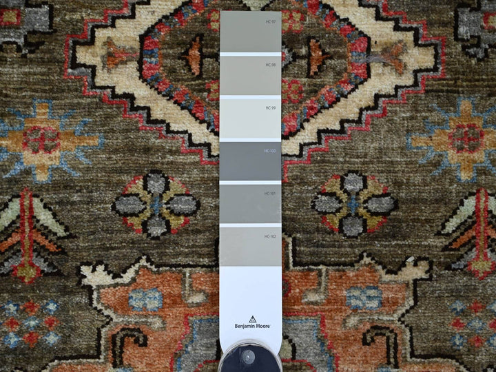 2'8" x 15'3" New Hand Knotted Brown Wool Runner Oriental Rug - MOA10221157
