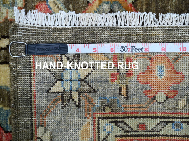 2'8" x 15'3" New Hand Knotted Brown Wool Runner Oriental Rug - MOA10221157