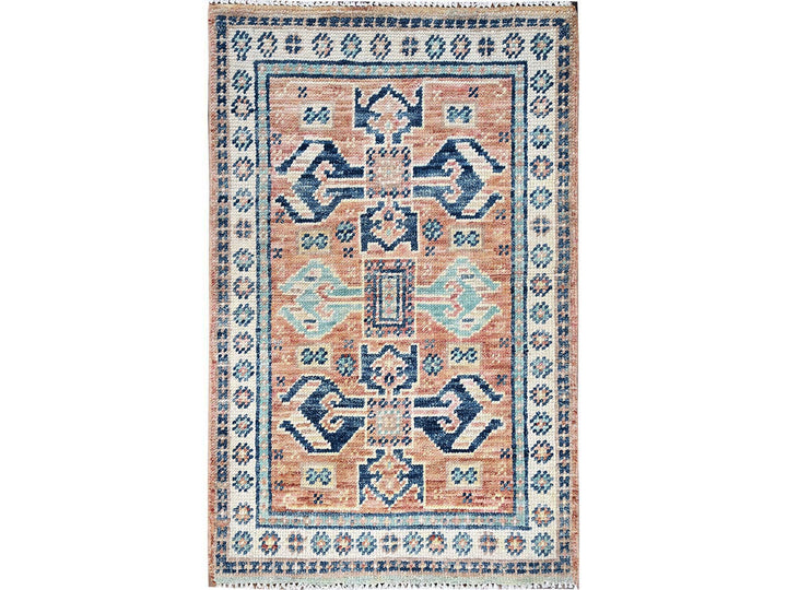 1'11" x 3'1" New Hand Knotted Orange Wool Rectangle Oriental Rug - MOA1022115
