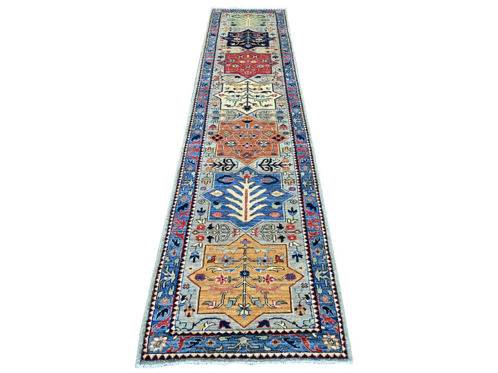 2'6" x 11'8" New Hand Knotted Grey Wool Runner Oriental Rug - MOA10221161