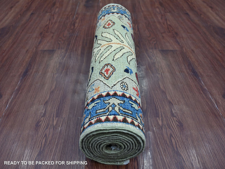 2'6" x 11'8" New Hand Knotted Grey Wool Runner Oriental Rug - MOA10221161