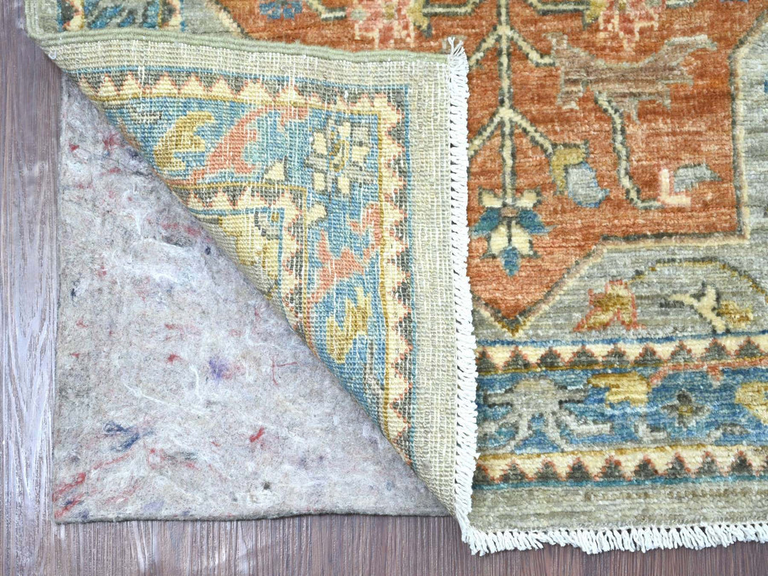 2'5" x 9'1" New Hand Knotted Grey Wool Runner Oriental Rug - MOA10221164