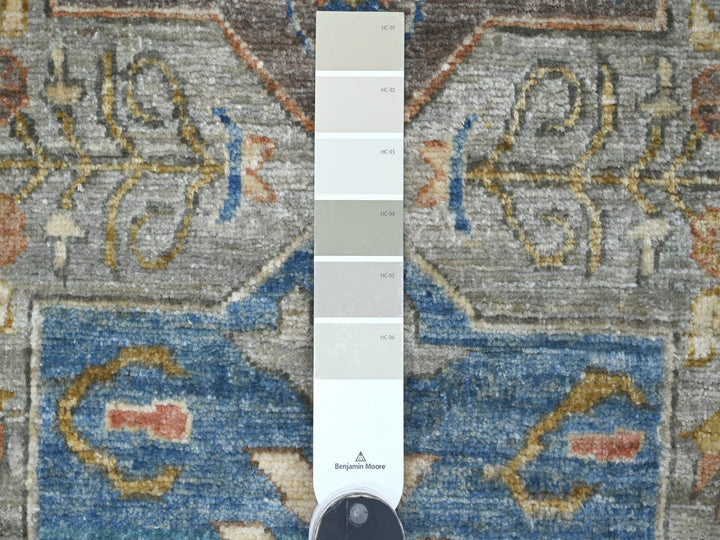 2'5" x 9'1" New Hand Knotted Grey Wool Runner Oriental Rug - MOA10221164