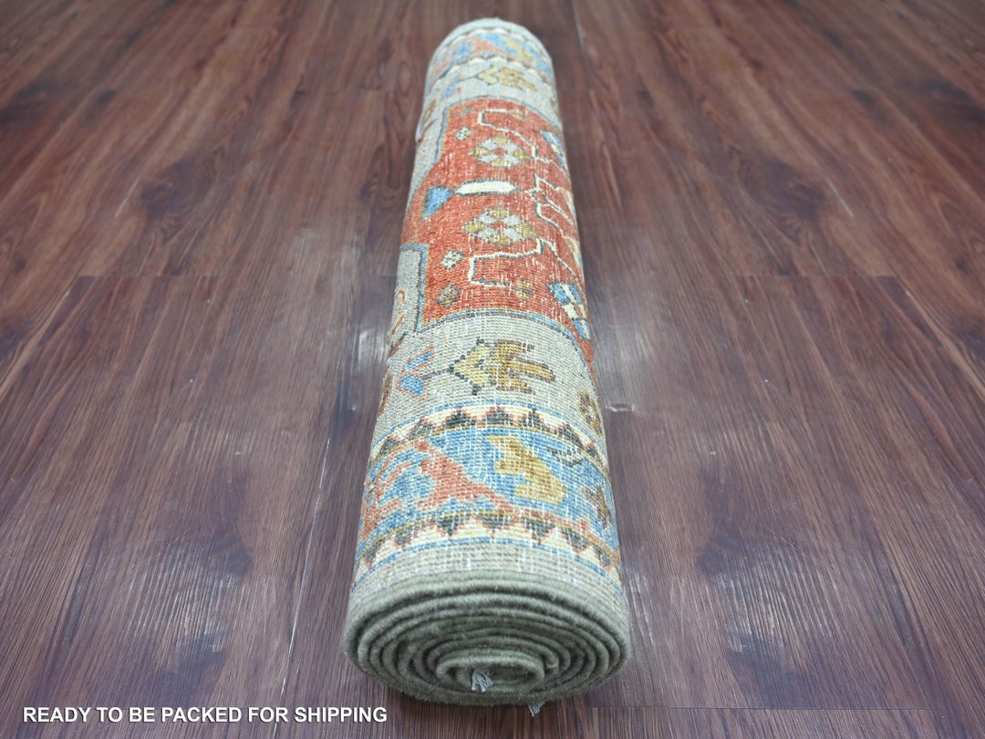 2'5" x 9'1" New Hand Knotted Grey Wool Runner Oriental Rug - MOA10221164