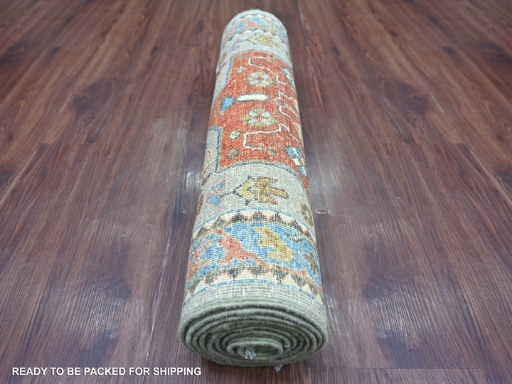 2'5" x 9'1" New Hand Knotted Grey Wool Runner Oriental Rug - MOA10221164