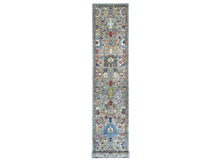 3'0" x 19'9" New Hand Knotted Grey Wool Runner Oriental Rug - MOA10221166