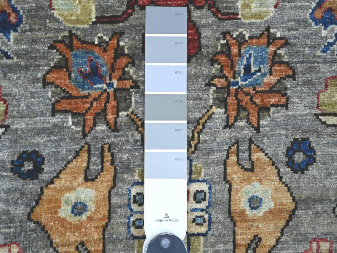 3'0" x 19'9" New Hand Knotted Grey Wool Runner Oriental Rug - MOA10221166