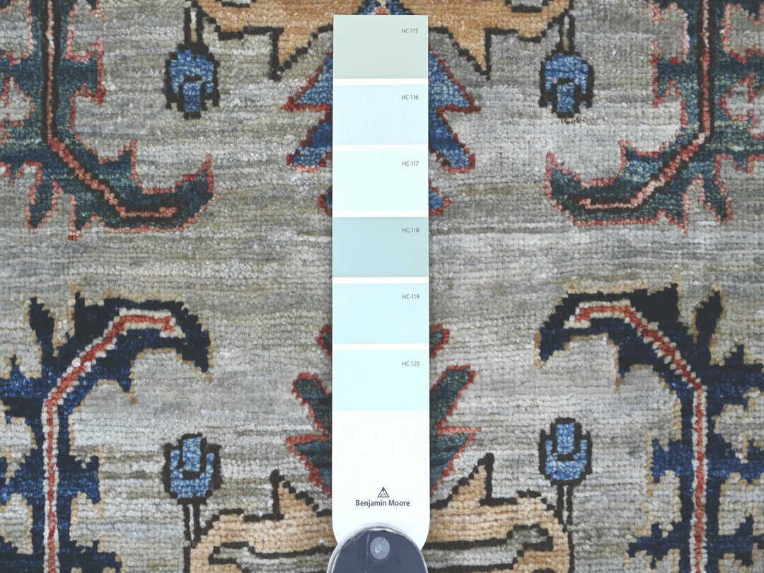 3'1" x 17'5" New Hand Knotted Grey Wool Runner Oriental Rug - MOA10221170