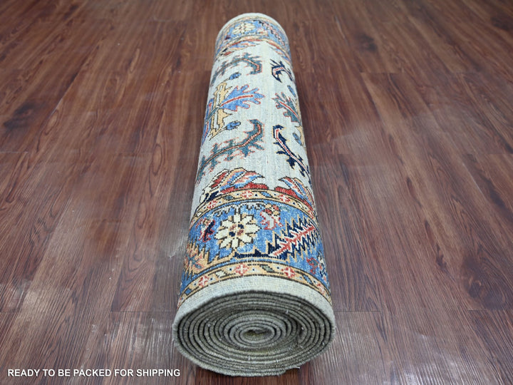 3'1" x 17'5" New Hand Knotted Grey Wool Runner Oriental Rug - MOA10221170