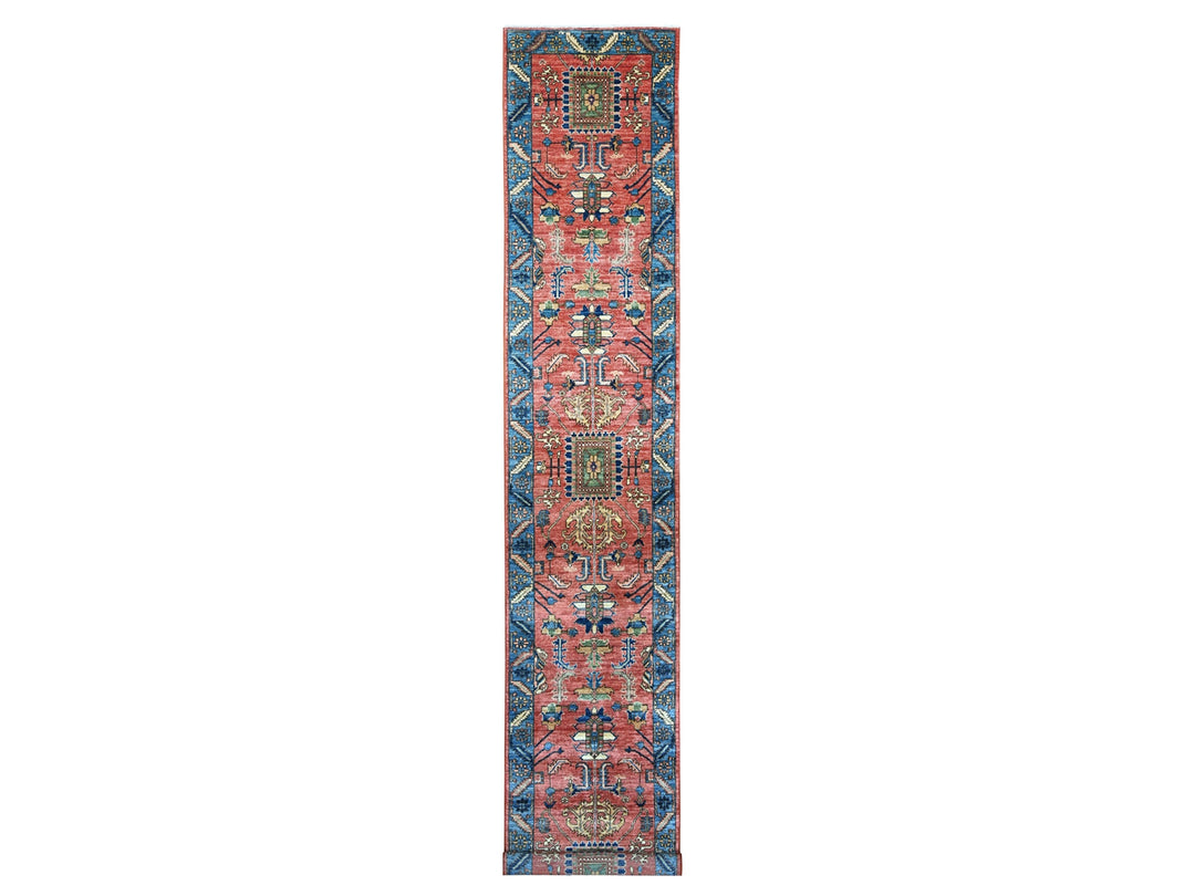 2'11" x 17'5" New Hand Knotted Red Wool Runner Oriental Rug - MOA10221171