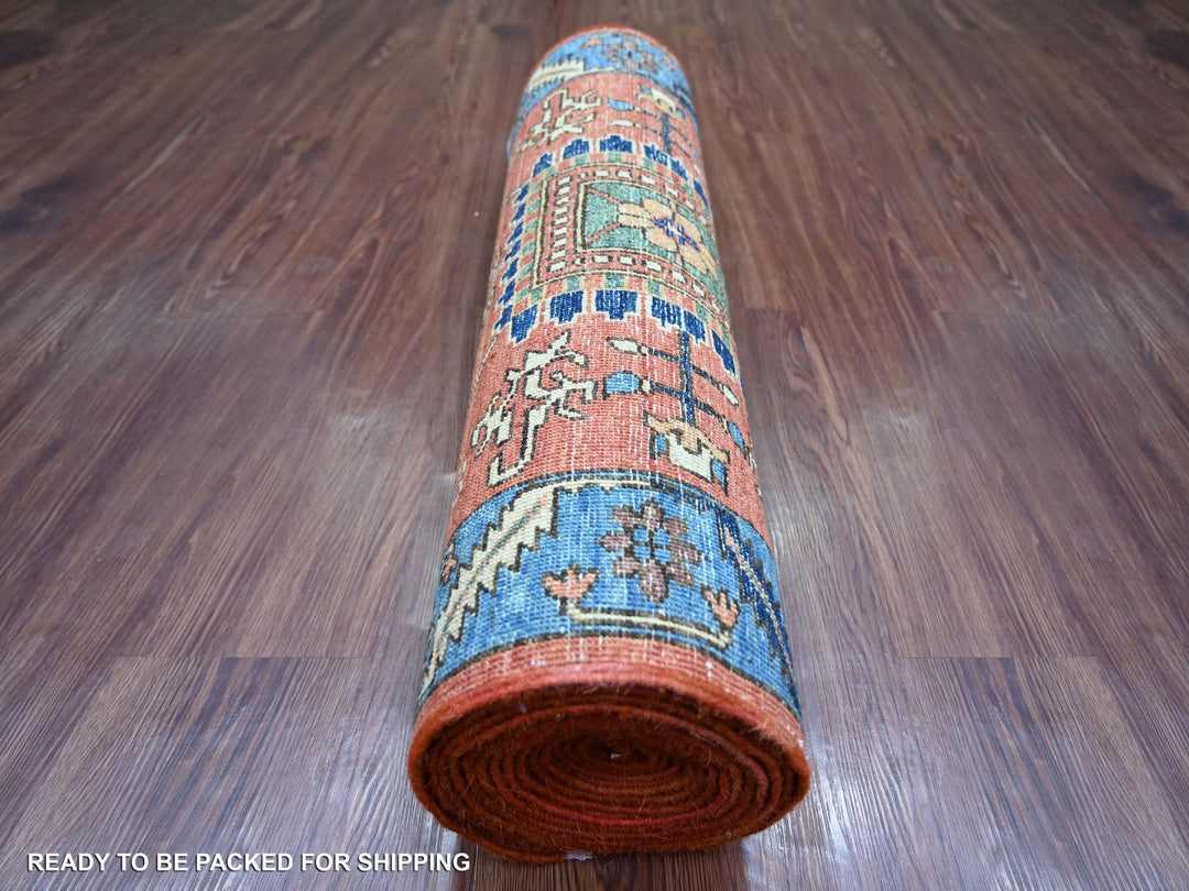 2'11" x 17'5" New Hand Knotted Red Wool Runner Oriental Rug - MOA10221171