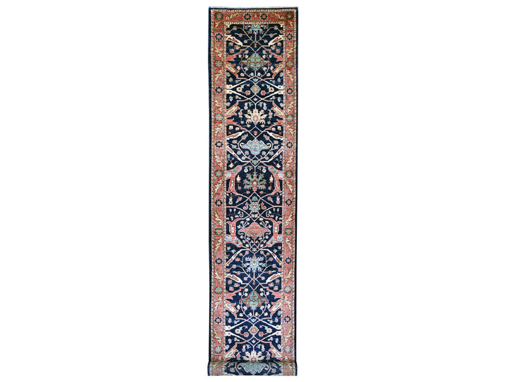 3'0" x 19'9" New Hand Knotted Blue Wool Runner Oriental Rug - MOA10221172