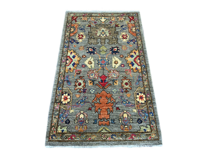 3'1" x 4'11" New Hand Knotted Grey Wool Rectangle Oriental Rug - MOA10221174