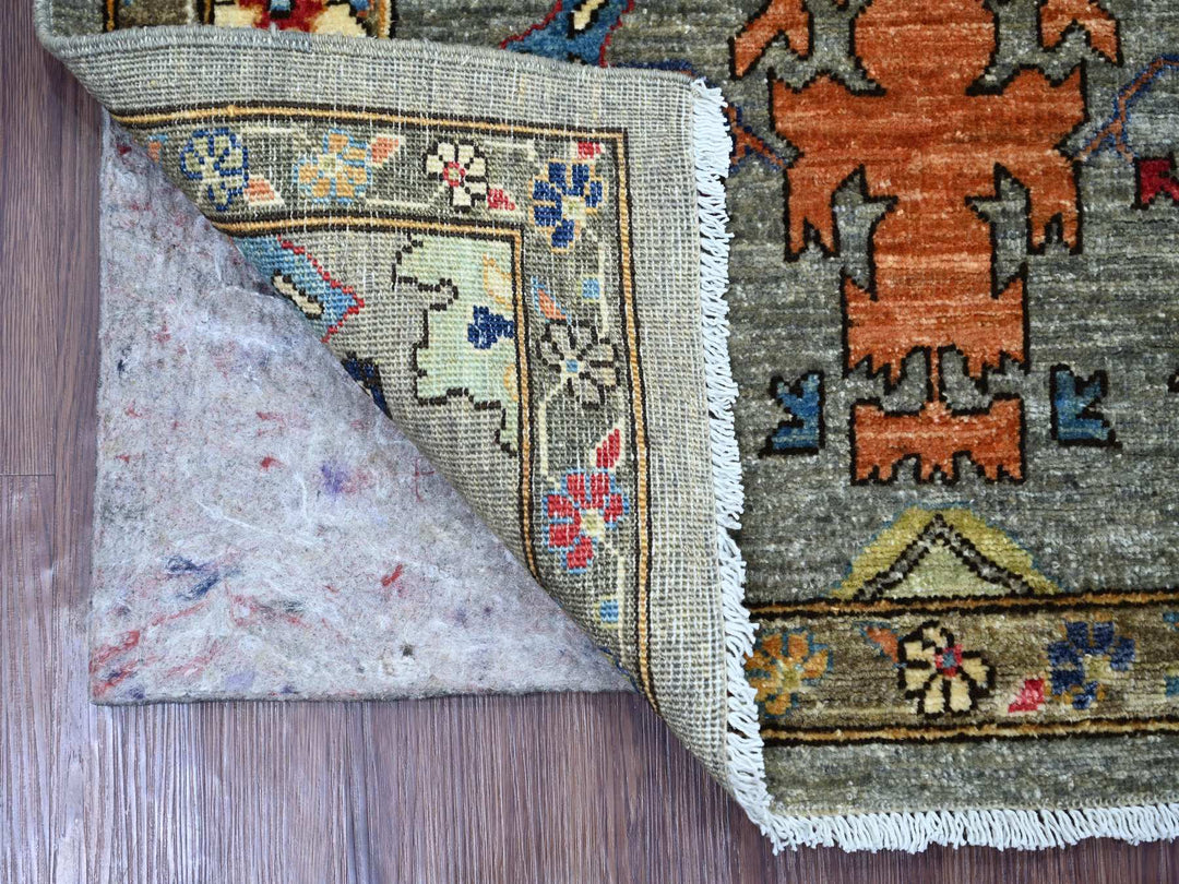 3'1" x 4'11" New Hand Knotted Grey Wool Rectangle Oriental Rug - MOA10221174
