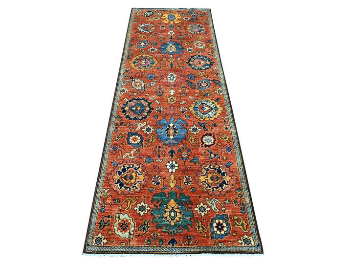 2'10" x 8'2" New Hand Knotted Red Wool Runner Oriental Rug - MOA10221176