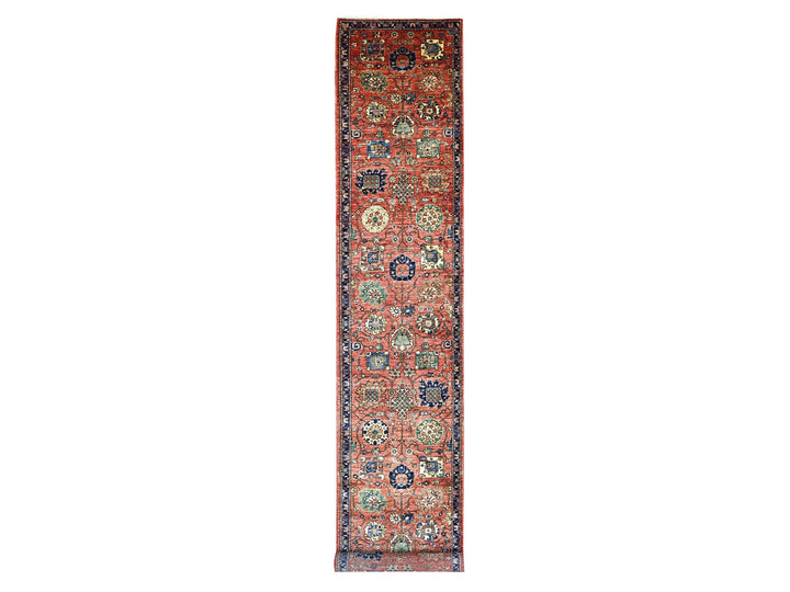 2'10" x 18'2" New Hand Knotted Red Wool Runner Oriental Rug - MOA10221179