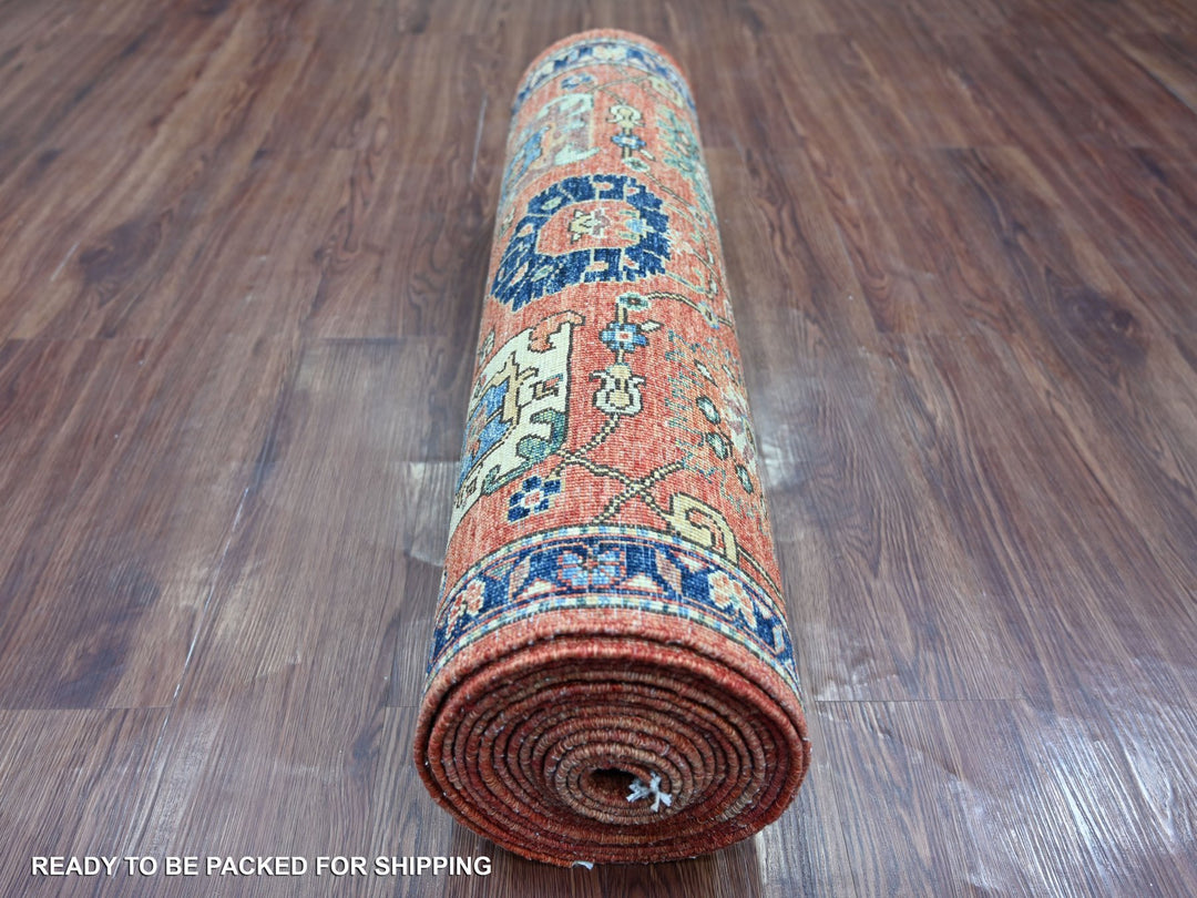 2'10" x 18'2" New Hand Knotted Red Wool Runner Oriental Rug - MOA10221179