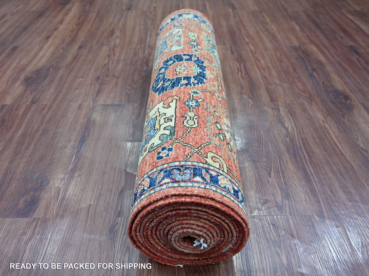 2'10" x 18'2" New Hand Knotted Red Wool Runner Oriental Rug - MOA10221179
